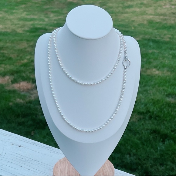 O100 Handmade Freshwater Baby Pearl Long Necklace